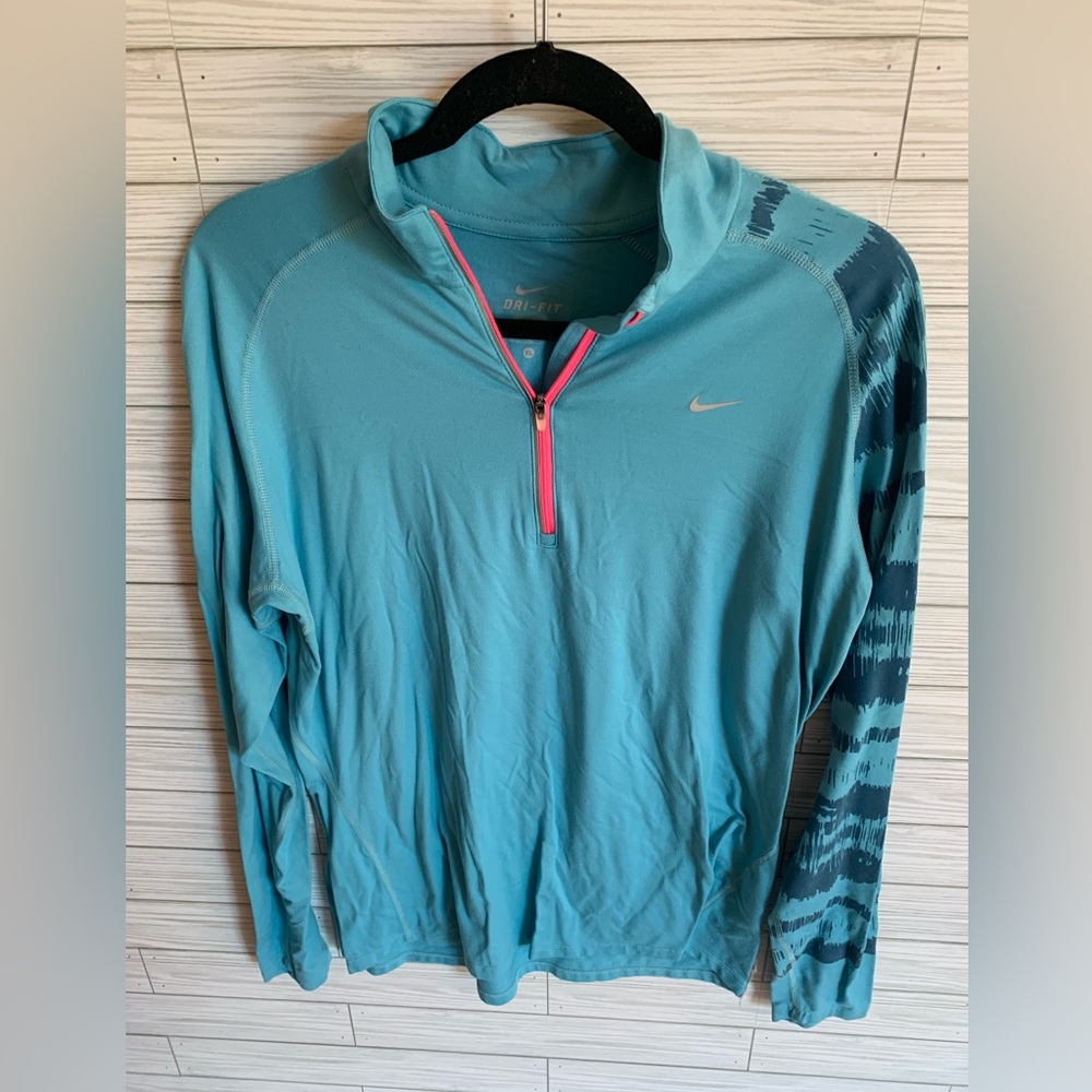 NikeTeal Dri-FIT Quarter-Zip Pullover athletic top